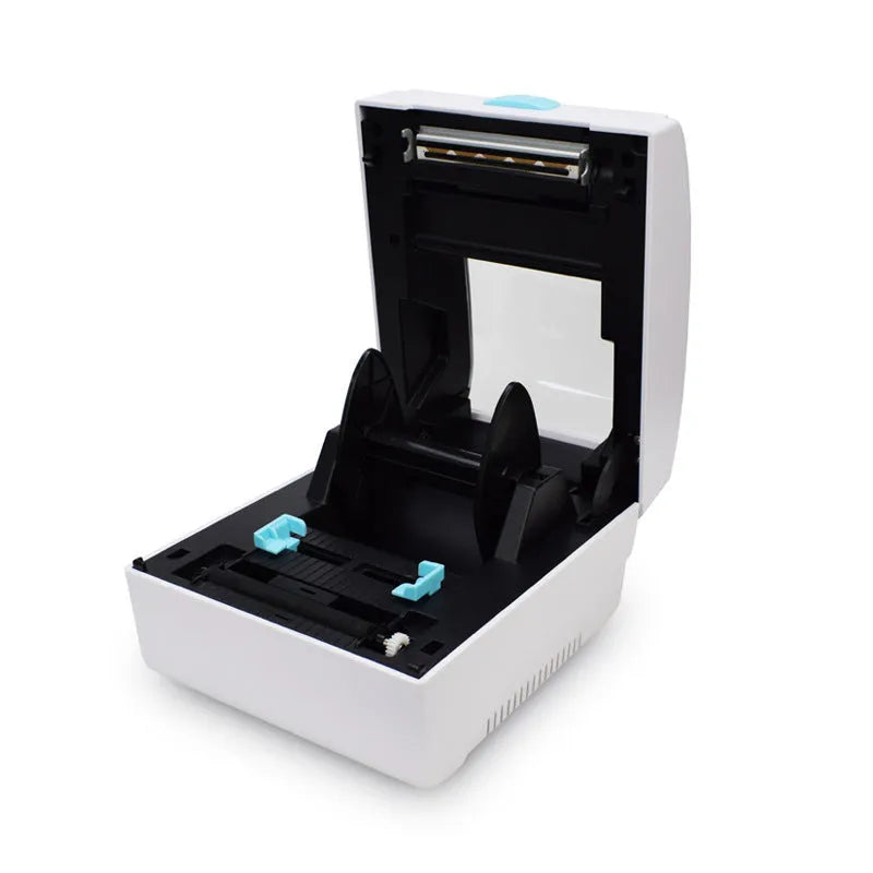 White thermal label printer with Bluetooth and USB connectivity for shipping labels