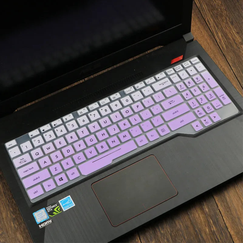 ASUS Flight laptop keyboard protective film cover shown in multiple colour options.