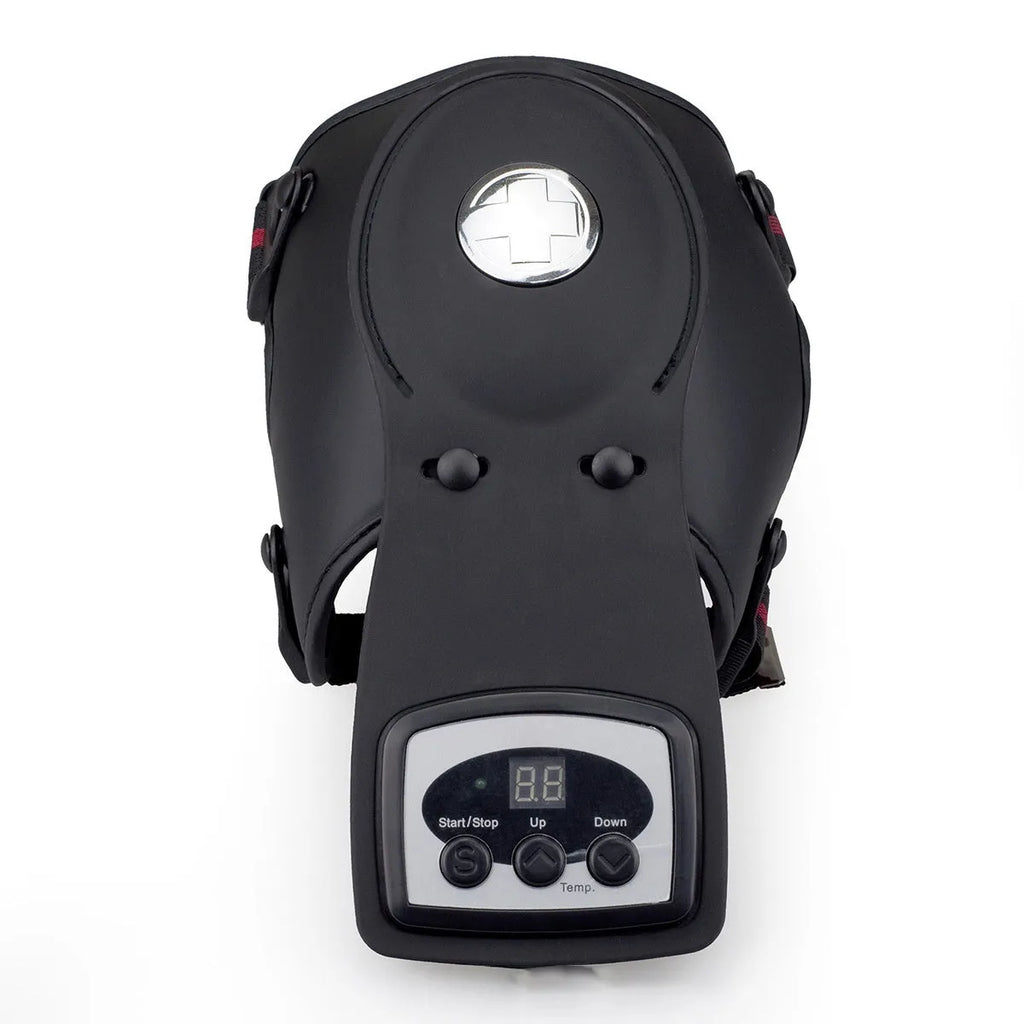 Knee massager unit with infrared heat, knee pad, shoulder pad, and power adaptor