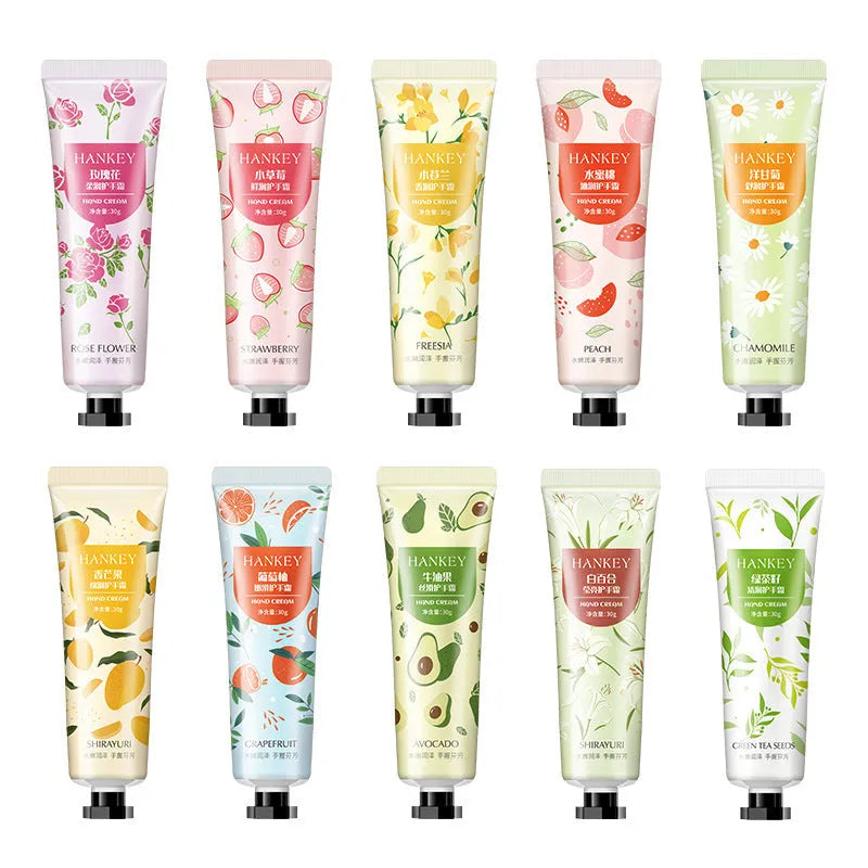 30g tube of fruit-scented hand cream for moisturising dry hands
