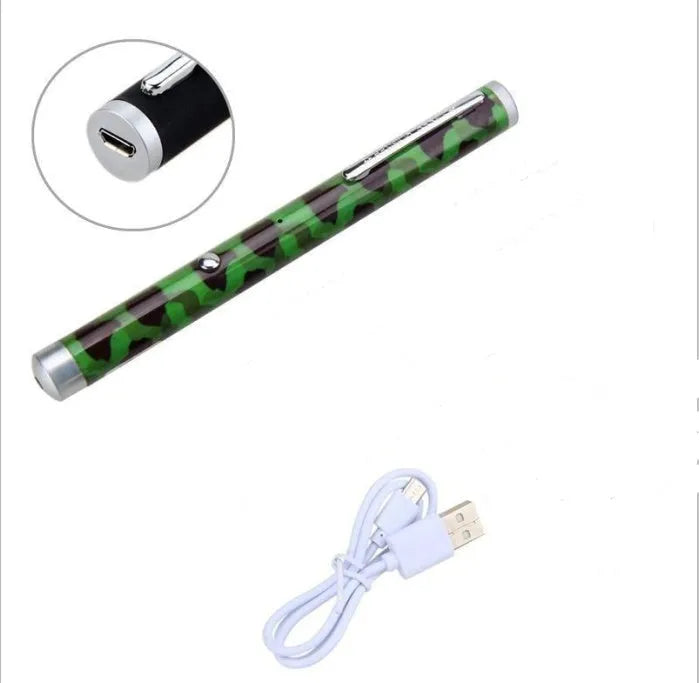 Green laser pointer pen in black, camouflage, and white colour options with 5mw output