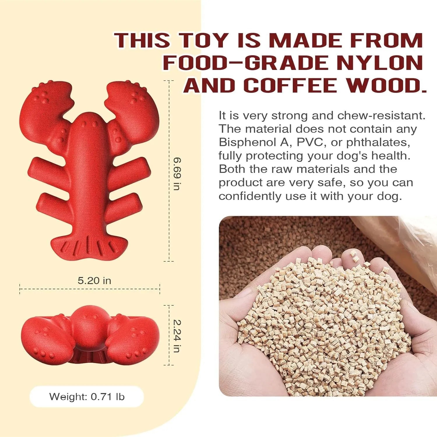 Red bone-shaped nylon chew toy for large aggressive chewing dogs on white background