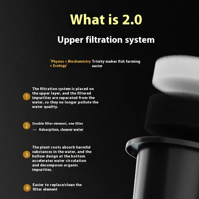 Desktop ecological landscape filter oxygen-making integrated fish tank in luxury white colour