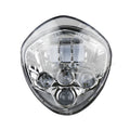 Black motorcycle LED headlight with near and far light, aluminium alloy shell, size 21.4x21x16.5cm