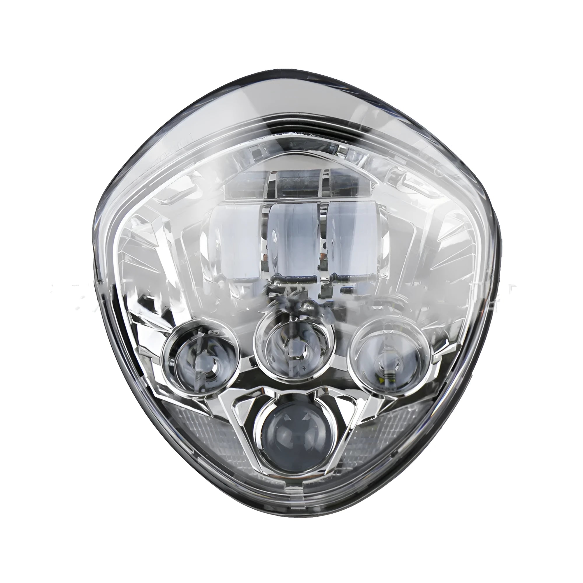 Black motorcycle LED headlight with near and far light, aluminium alloy shell, size 21.4x21x16.5cm