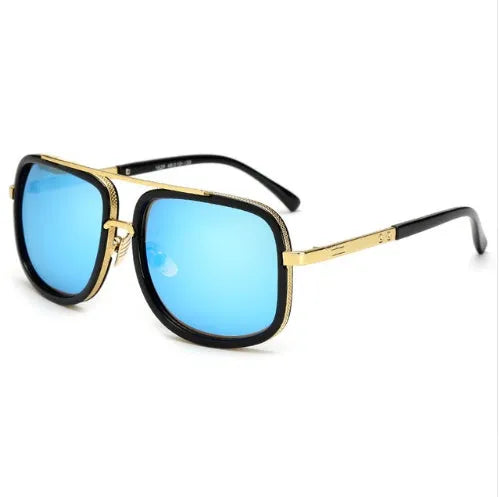 Round vintage mirror sunglasses unisex UV400 protection black plastic metal frame