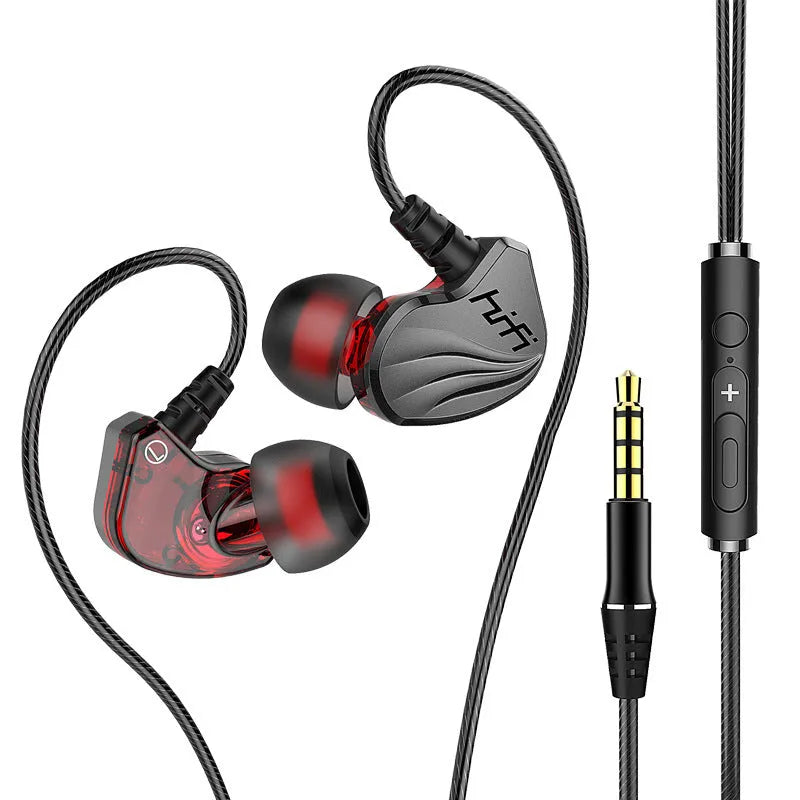 In-ear wired headphones with heavy bass, 9mm driver, 1.2m cable, in silver with 3.5mm straight plug