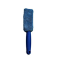 Microfiber long handle tire brush with blue head, 27 x 5 cm, for car wheel cleaning