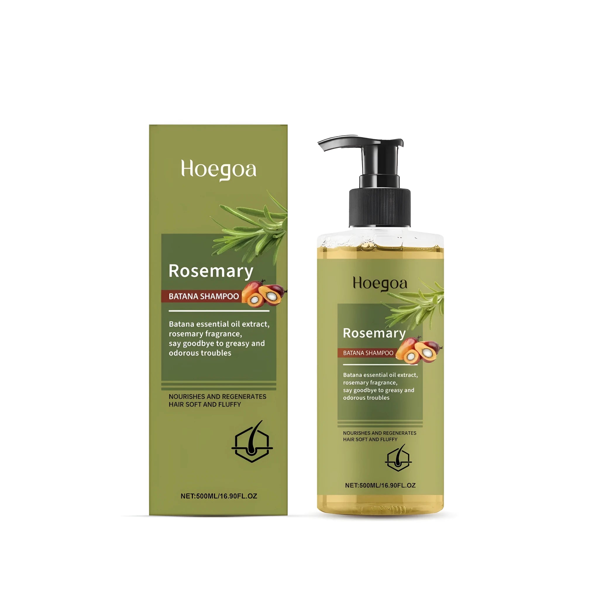 500 ml bottle of rosemary hair growth shampoo with natural extract