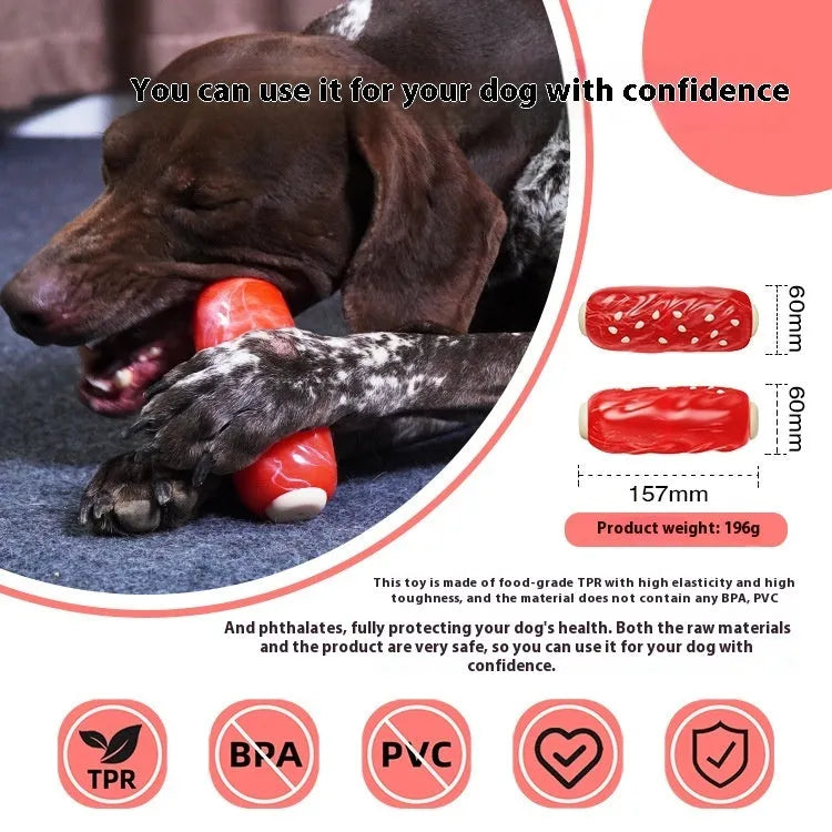 Primary colour plastic glue toothbrush-shaped dog chew toy with molar rod design