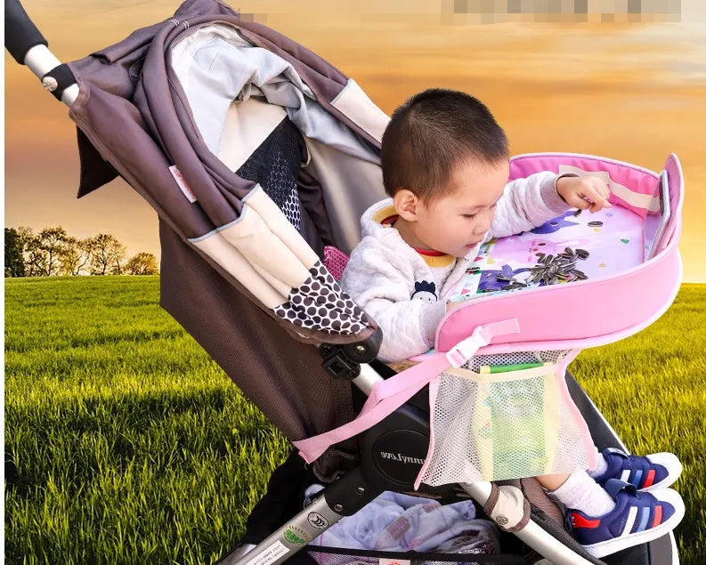 Baby car seat tray table 42x32x8 cm Oxford polyester blue travel activity tray