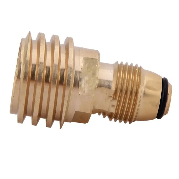Brass gas brazier adapter with taper external thread and gold finish
