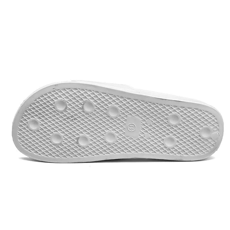 Men's black personalised open toe slippers with rubber sole showing size options