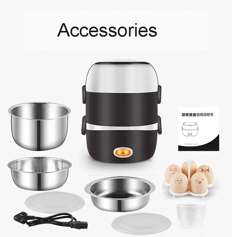 USB-powered electric lunch box showing two-layer design with heating element