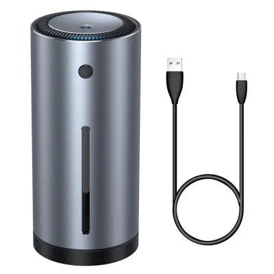 Aluminium alloy car diffuser humidifier in black or dark grey with USB port