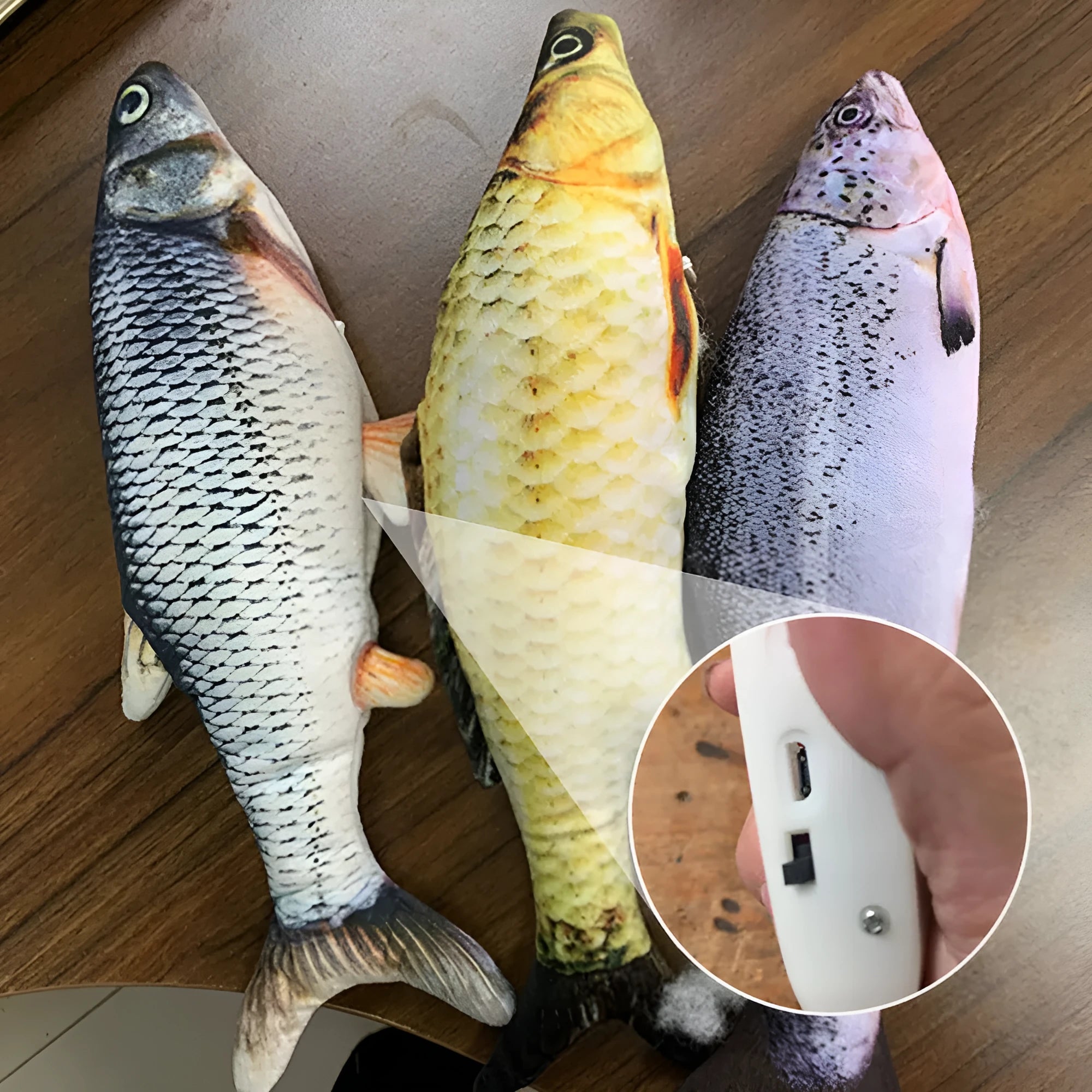 30cm long multicolour electric jumping fish simulation cat toy with USB cable