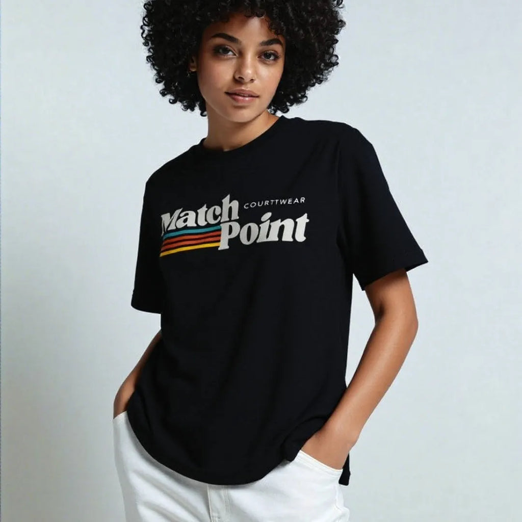Men's black T-shirt with 3D digital printed pattern, round neck and short sleeves