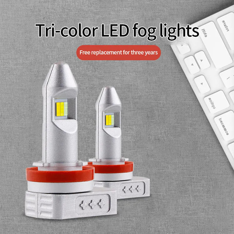 LED car fog lamp retrofit bulb with aluminium housing for universal vehicle fit.