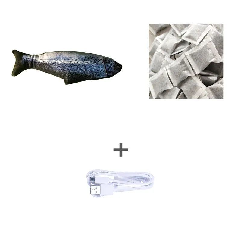 30cm long multicolour electric jumping fish simulation cat toy with USB cable