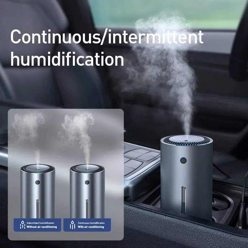 Aluminium alloy car diffuser humidifier in black or dark grey with USB port