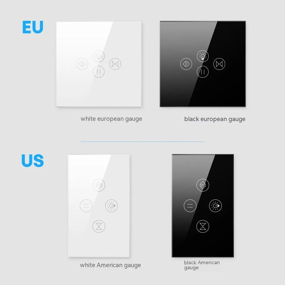 Smart curtain light touch switch plastic black white wall mount voice control
