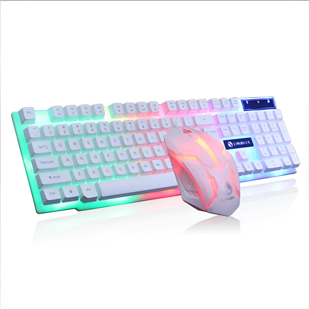 Limei GTX300 gaming keyboard and mouse set with backlit mechanical keyboard showing multiple colour options