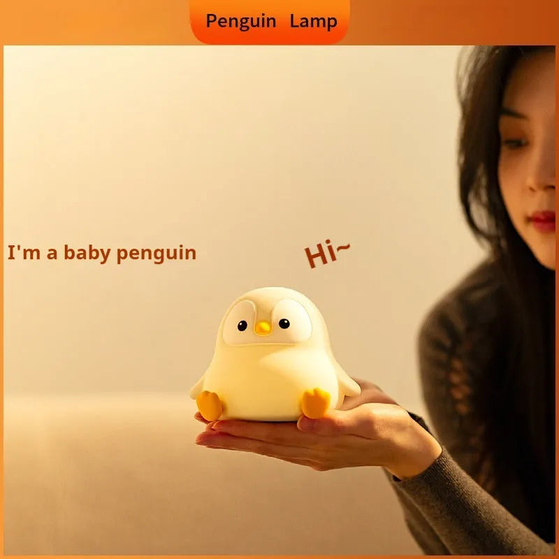 Pat USB rechargeable atmosphere penguin baby night light with 0.7W LED and built-in battery, cute cartoon animal design for kids rooms