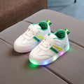 Kimmy White LED sneakers for children in black with artificial PU upper and rubber sole
