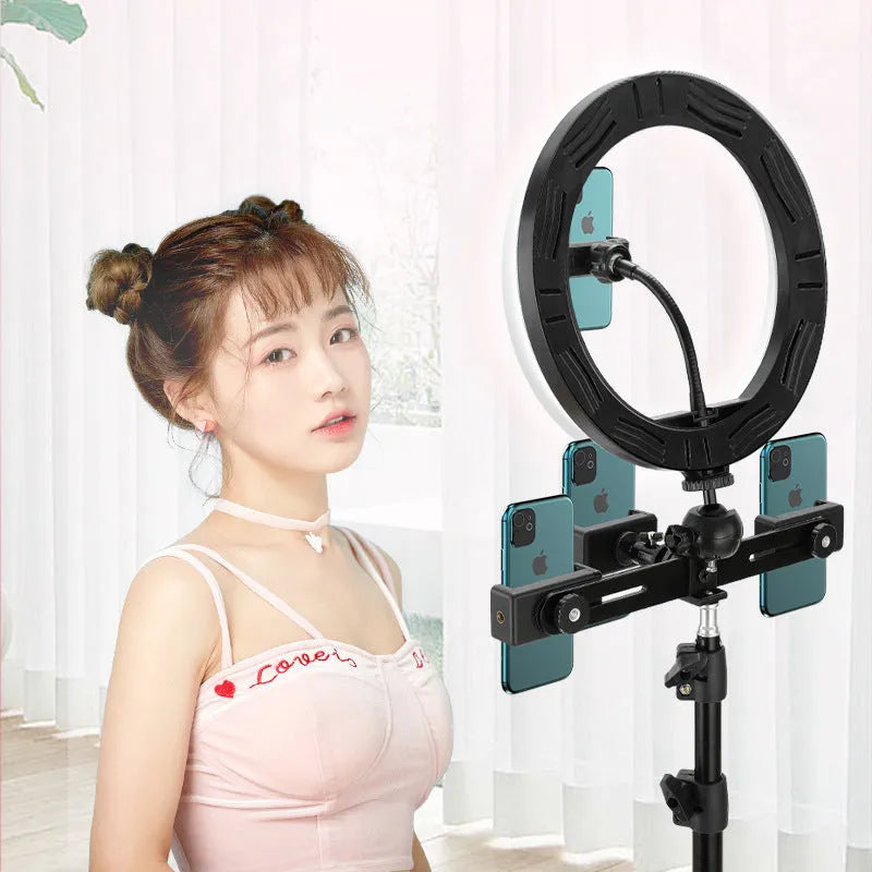 10-inch rotatable ring selfie light on 19cm metal bracket for smartphone photography
