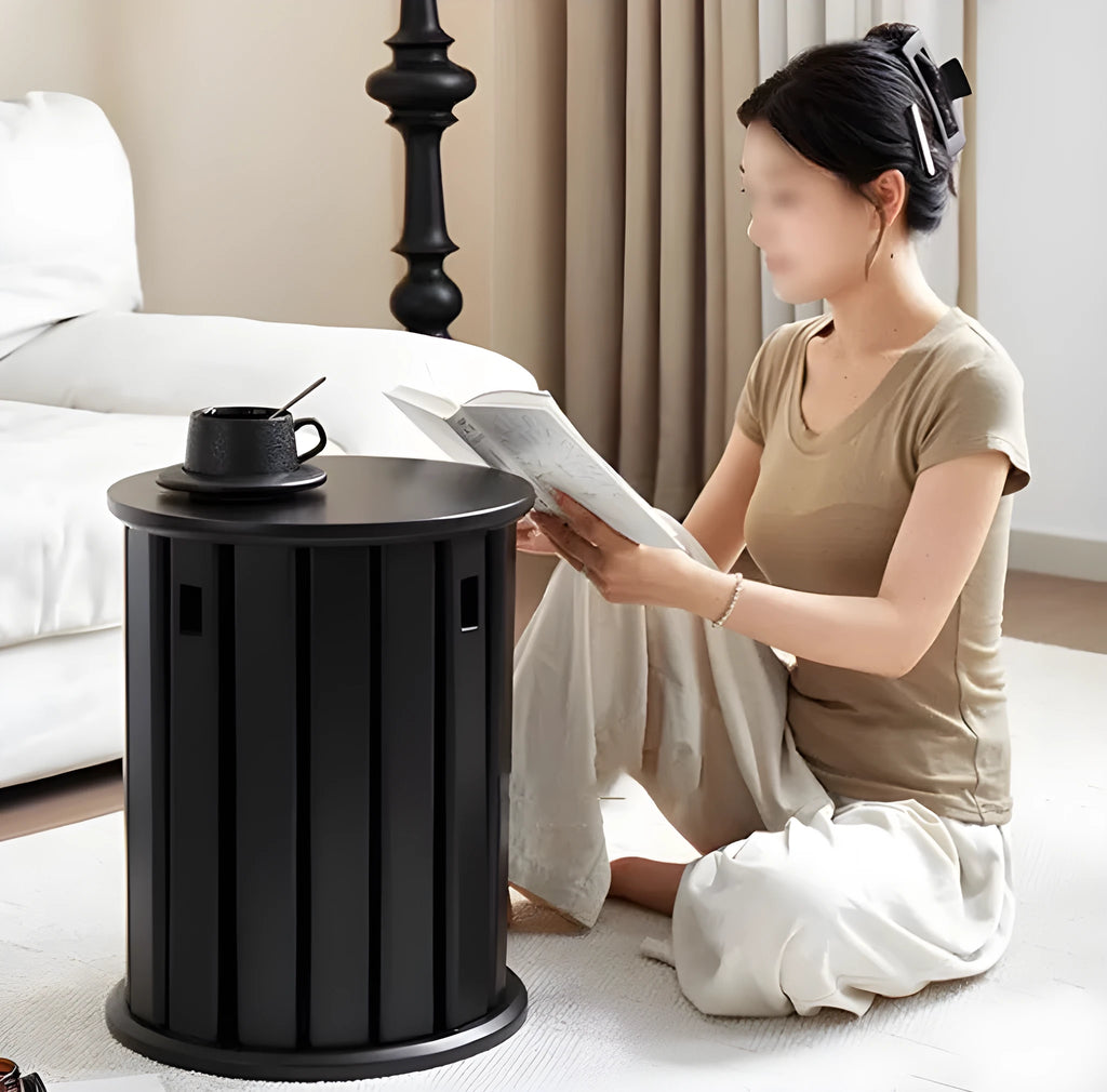Stackable iron dining stool with round seat and metal frame in modern design