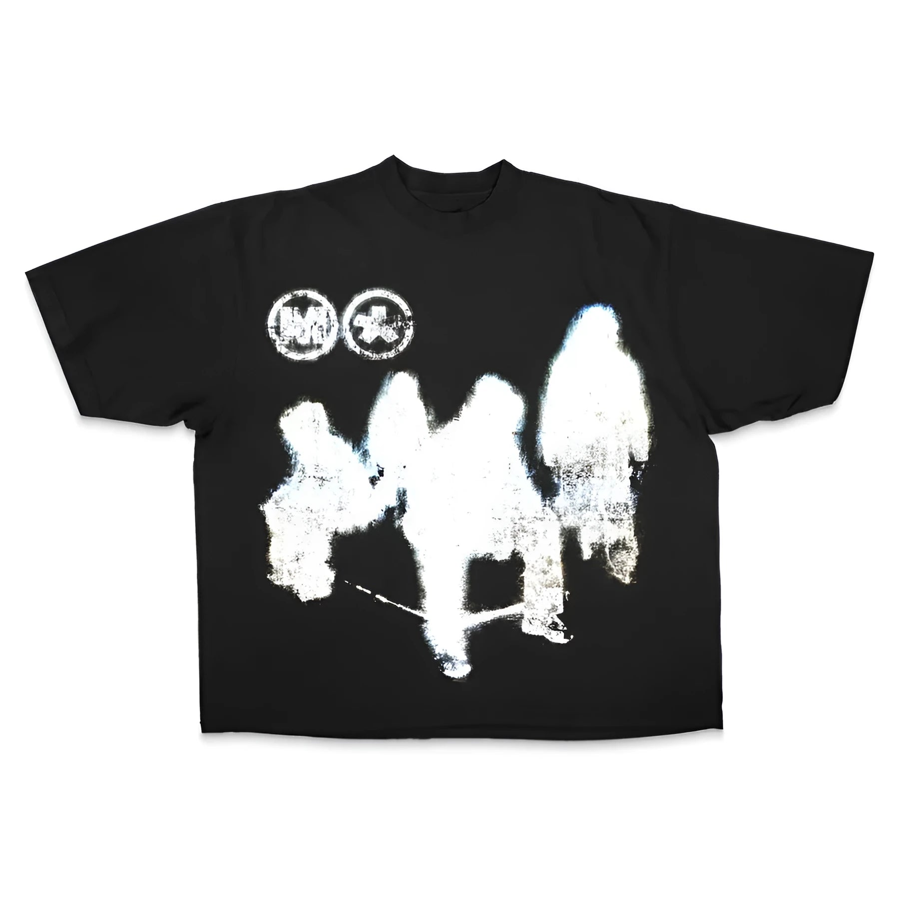 American Y2G black cotton short sleeve t-shirt with 3D effect print and round neck