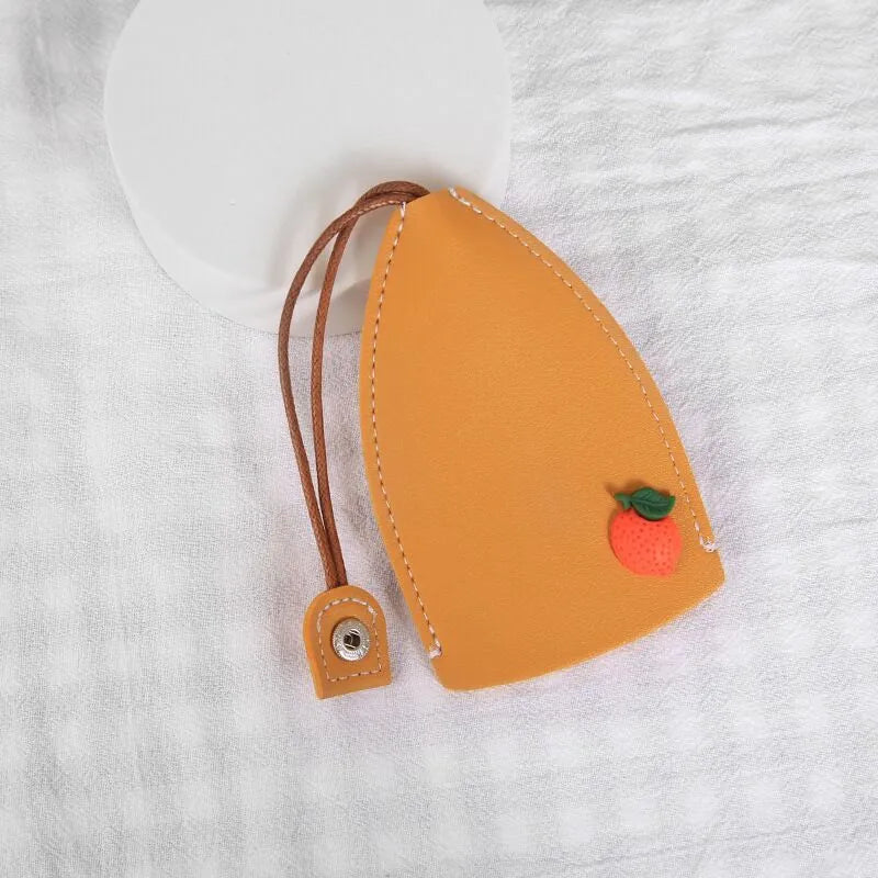 Cartoon design pull-out car key case in PU leather with removable decorative cover