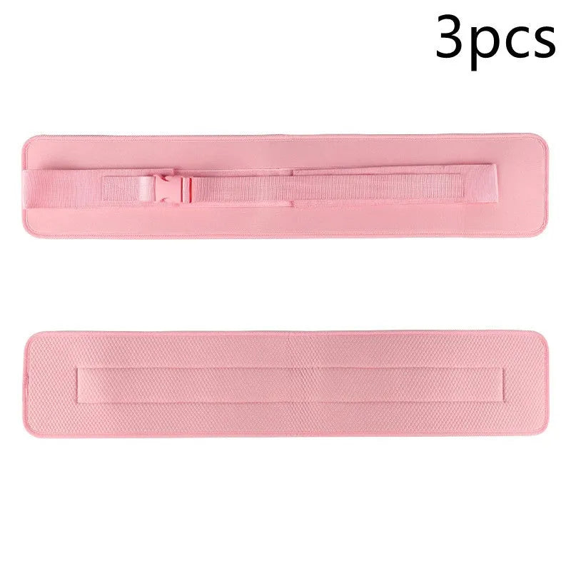 Black and pink hip bridge training belt for dumbbell and barbell exercises with lumbar support