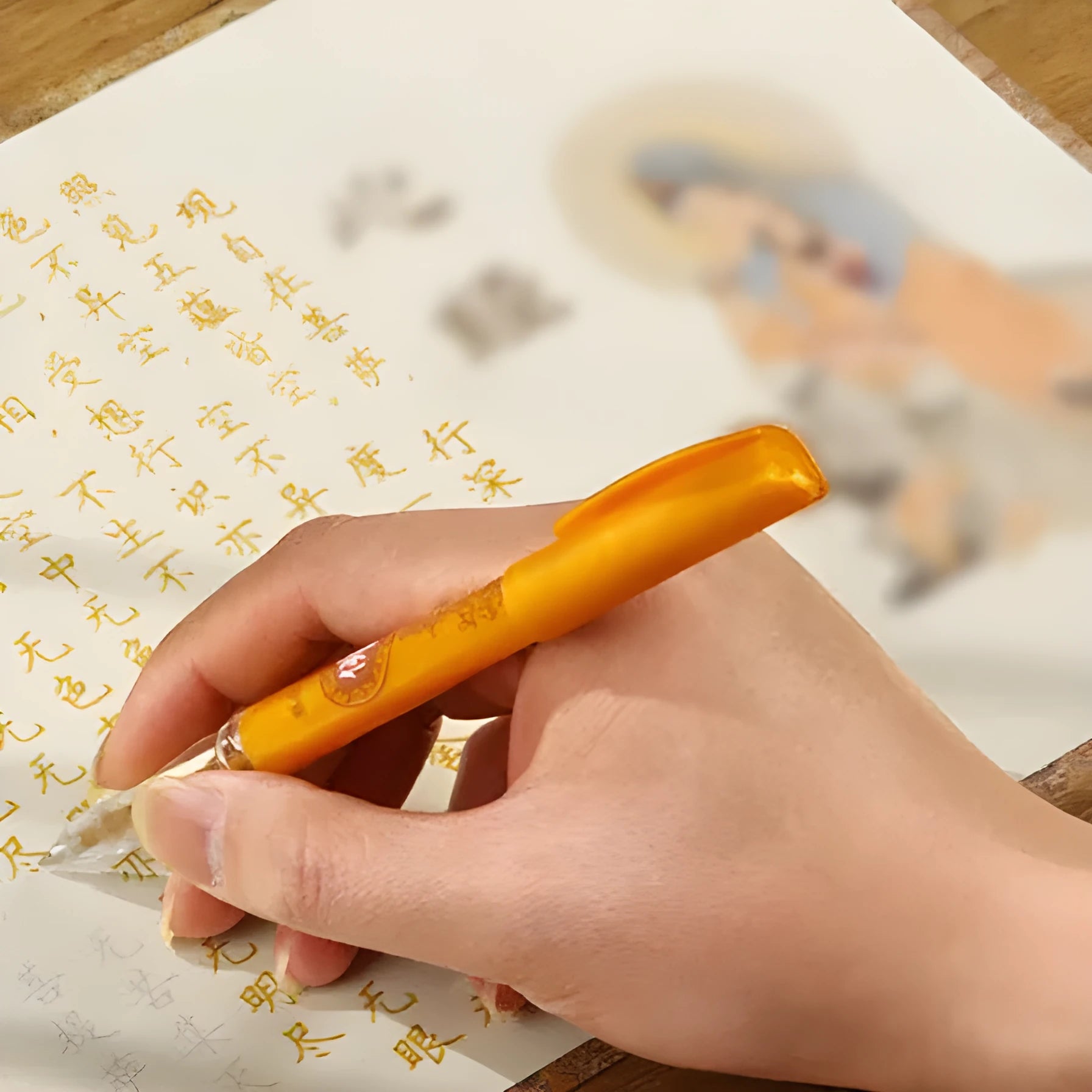 Hard-tipped pen Buddhist sutra calligraphy practice board with 39cm paper copying sheets in five scripture styles
