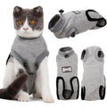 Pet cat recovery suit after surgery made of pure cotton in a neutral colour for wound protection