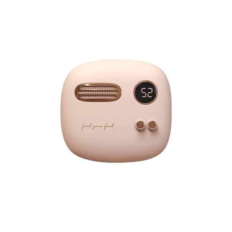 2-in-1 retro hand warmer power bank 5000mAh with digital temperature display in Chie Purple colour