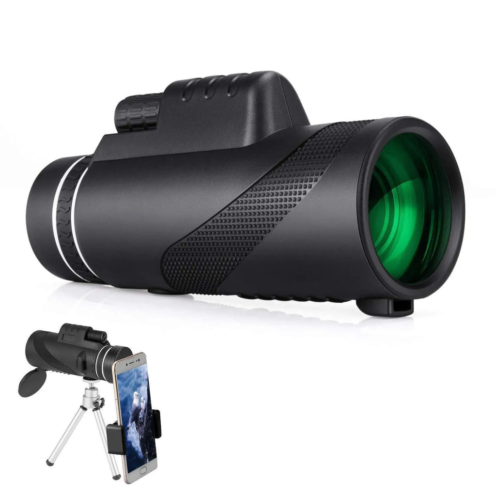 Black HD 40x60 monocular telescope with 40x magnification and waterproof design.