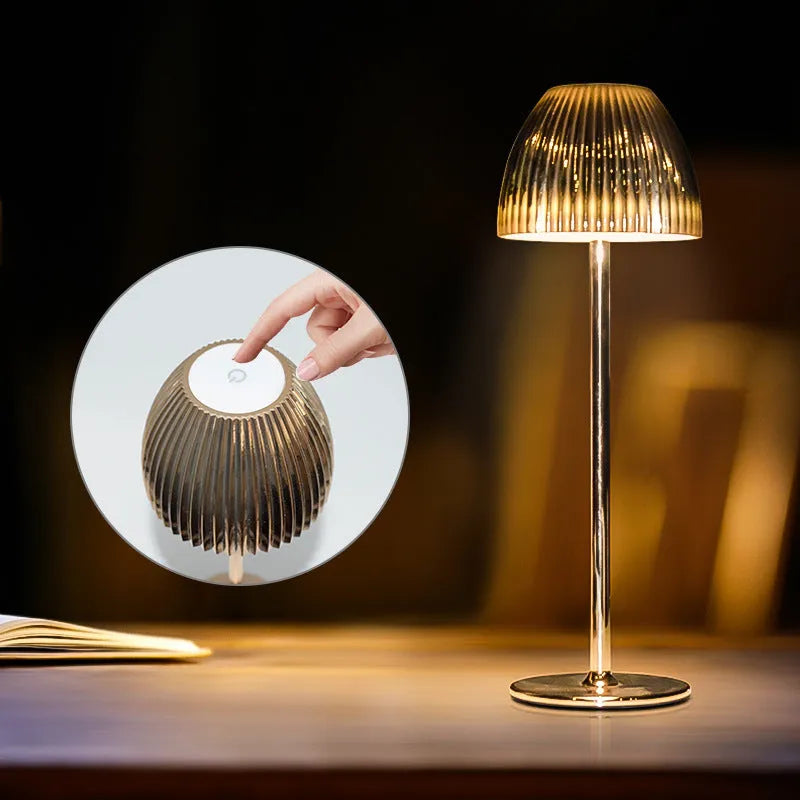Modern black rechargeable night lamp with dimming function and decorative ins pattern design