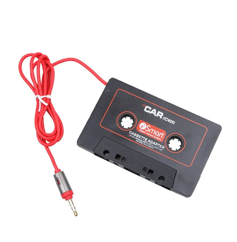 Black car cassette adapter for converting MP3 players and mobile phones to play through cassette decks