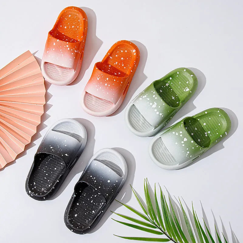 Gradient colour PVC summer slippers for children with breathable non-slip design