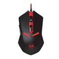 Black and red USB wired optical gaming mouse with 2000 DPI resolution and six buttons