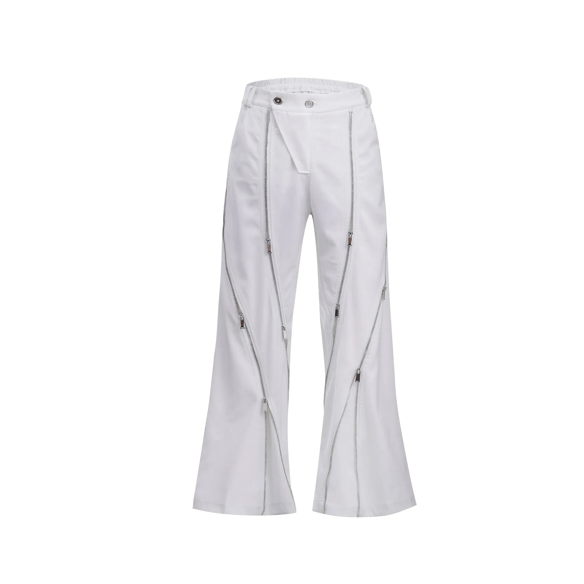Men's polyester cotton straight leg casual trousers in black and white