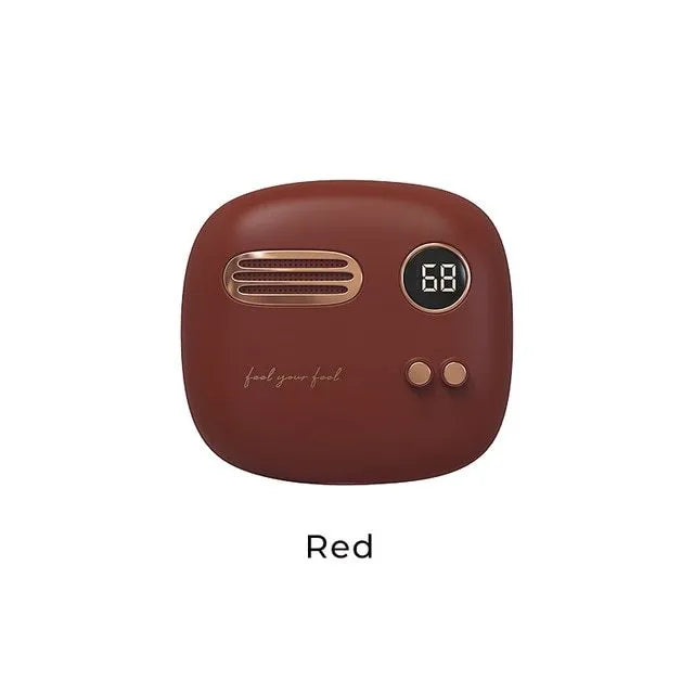 2-in-1 retro hand warmer power bank 5000mAh with digital temperature display in Chie Purple colour
