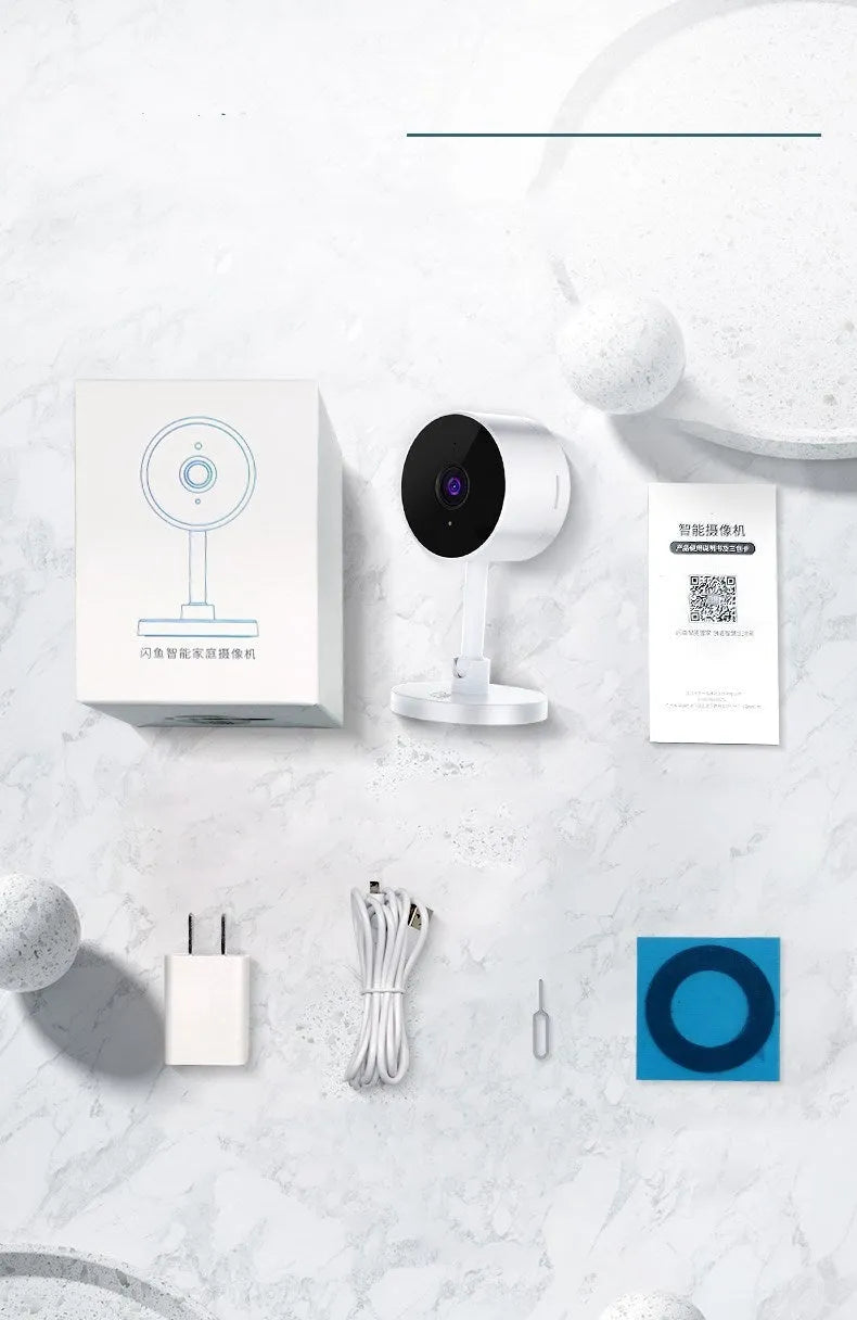 White gun-style WiFi home security camera with TF card slot and 1080p HD resolution