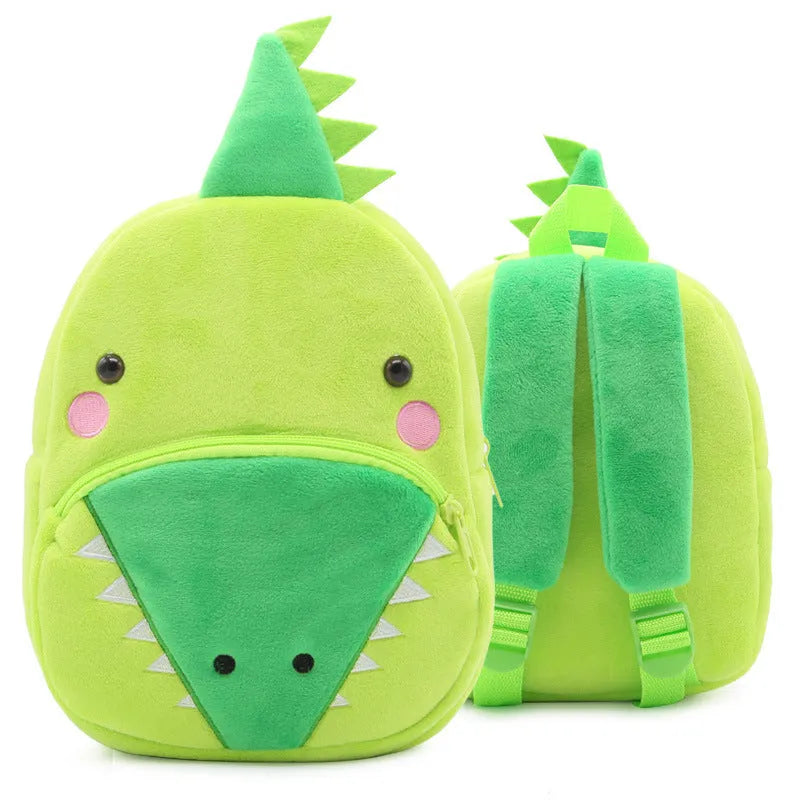 Small cloth animal backpack for kindergarten children, 26.5x24x10.5cm, with zipper pocket, available in multiple colours