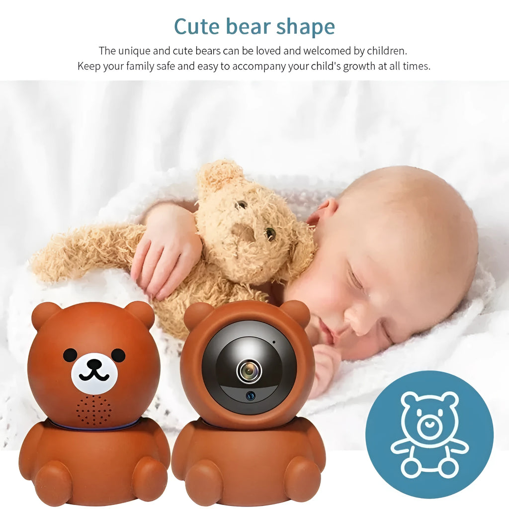 Bear brand 1080P WiFi security camera with auto tracking and infrared night vision for home monitoring.