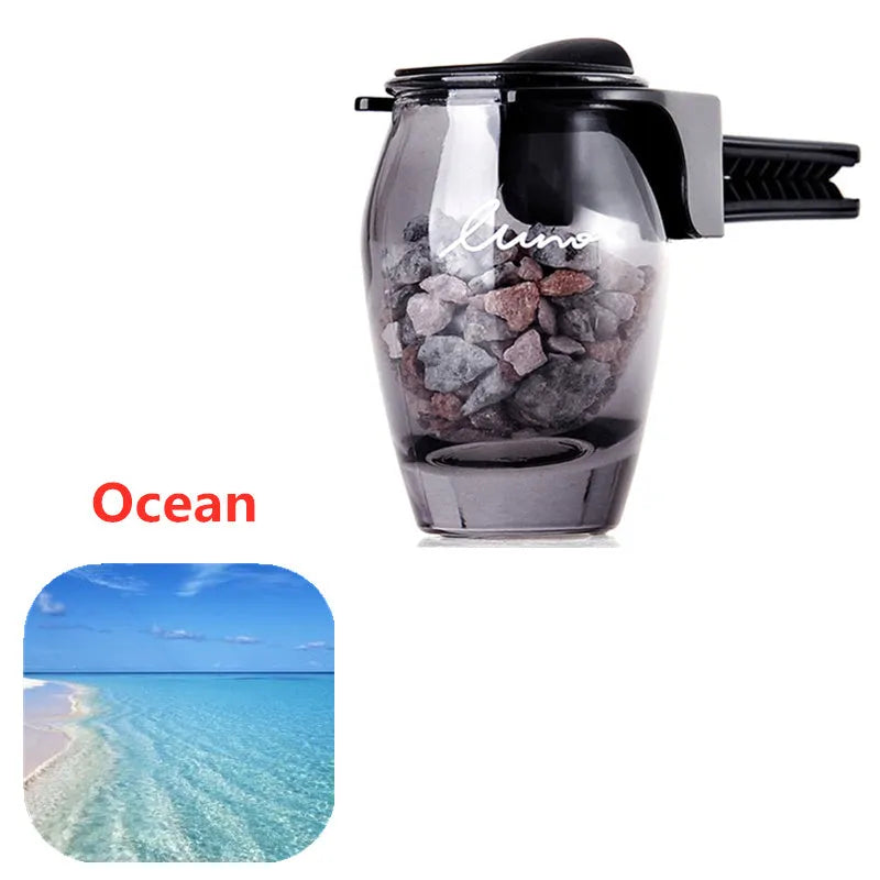 Car air outlet aromatherapy solid type glass bottle with zeolite fragrance floral scent for vehicle vent