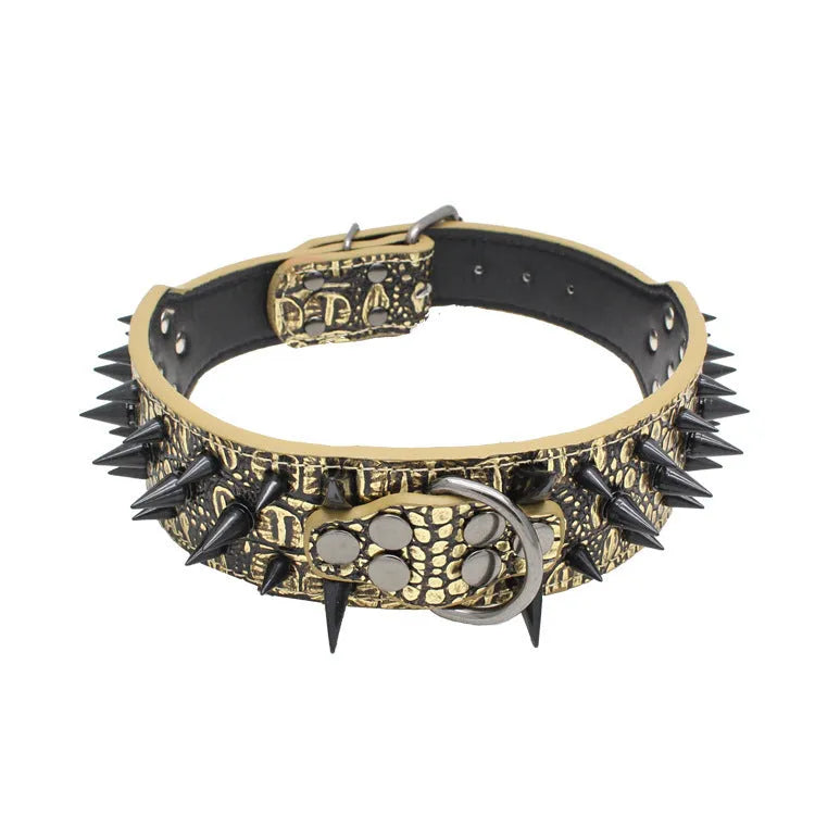 Berry large explosion-proof rivet bite-proof pet collar in PU material, retractable, multiple colours and sizes for dogs
