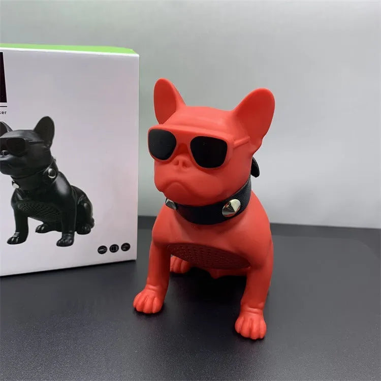 Mini bulldog-shaped Bluetooth speaker in black colour showing full body design