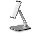 Foldable aluminium desktop phone and tablet holder showing rotation mechanism